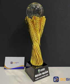 Cúp thể thao tennis pha lê kim loại T2