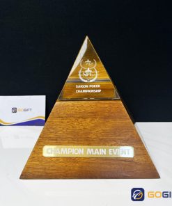 Cúp chế tác riêng CTR27 màu vân gỗ