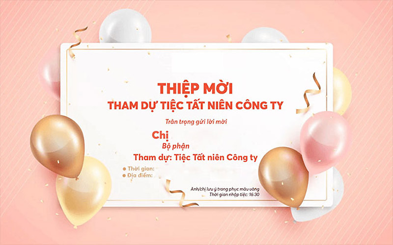 thiệp mời tất niên 13
