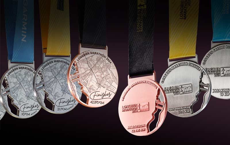 Mẫu huy chương giải chạy Marathon Long Biên 