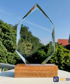 Cúp pha lê đế gỗ lưu niệm 1