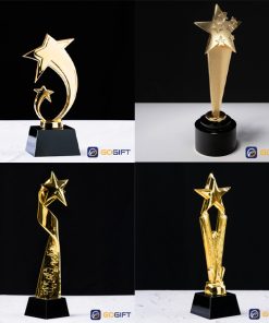 Mẫu cúp kim loại mạ hình ngôi sao 01
