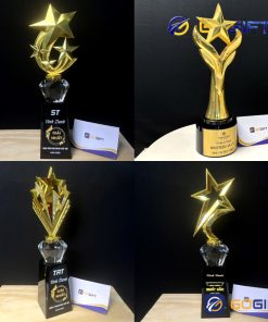 Mẫu cúp kim loại mạ hình ngôi sao 03