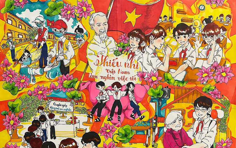 Tranh in hình Bác Hồ và thiếu nhi Tranh in hình Bác Hồ và thiếu nhi